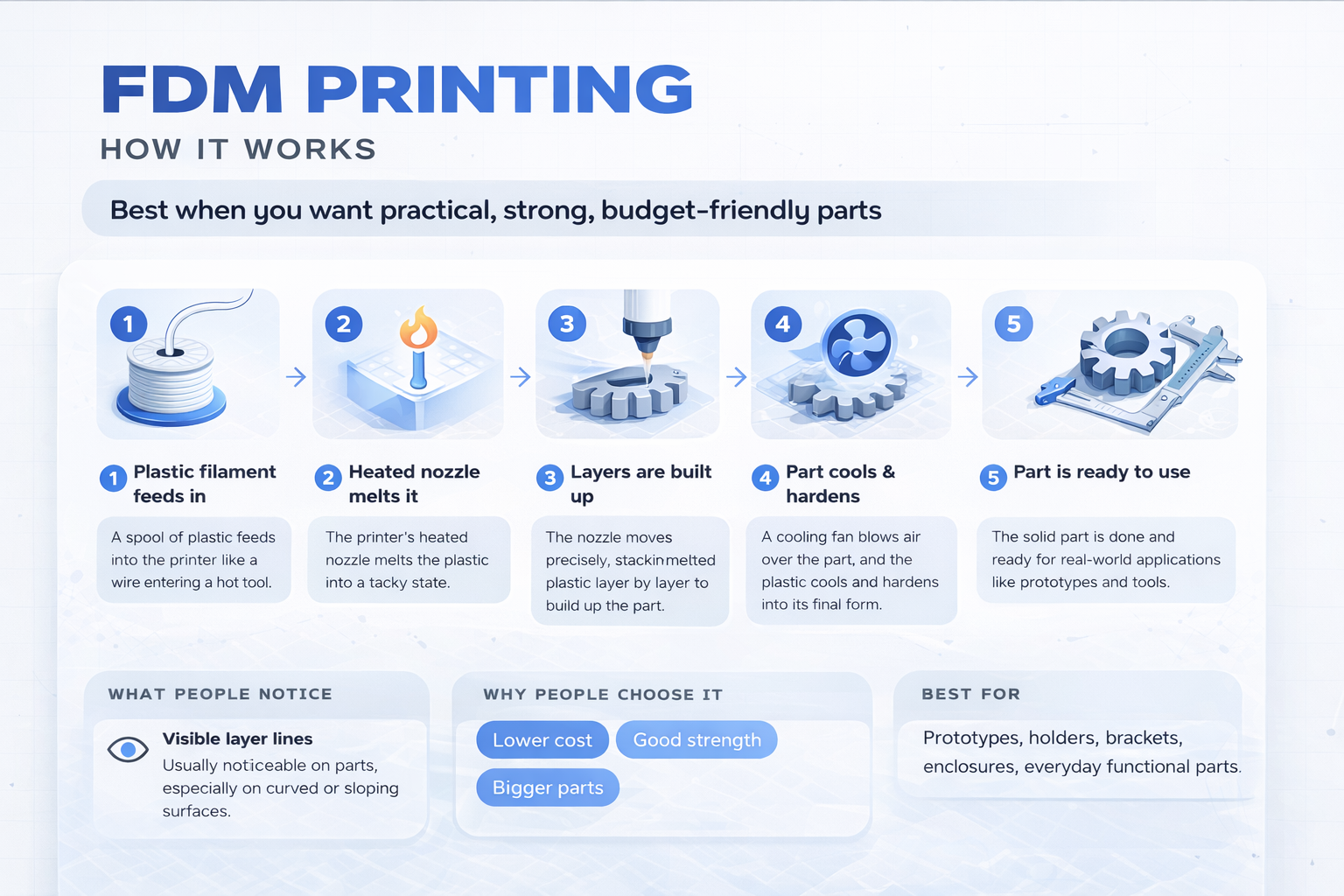 FDM printing process infographic
